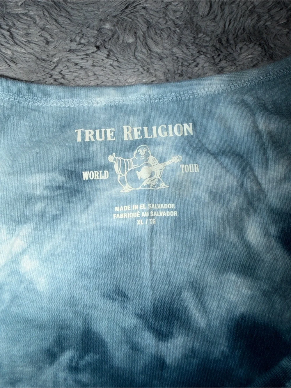 True Religion Blue Tie-Dye Logo Tee